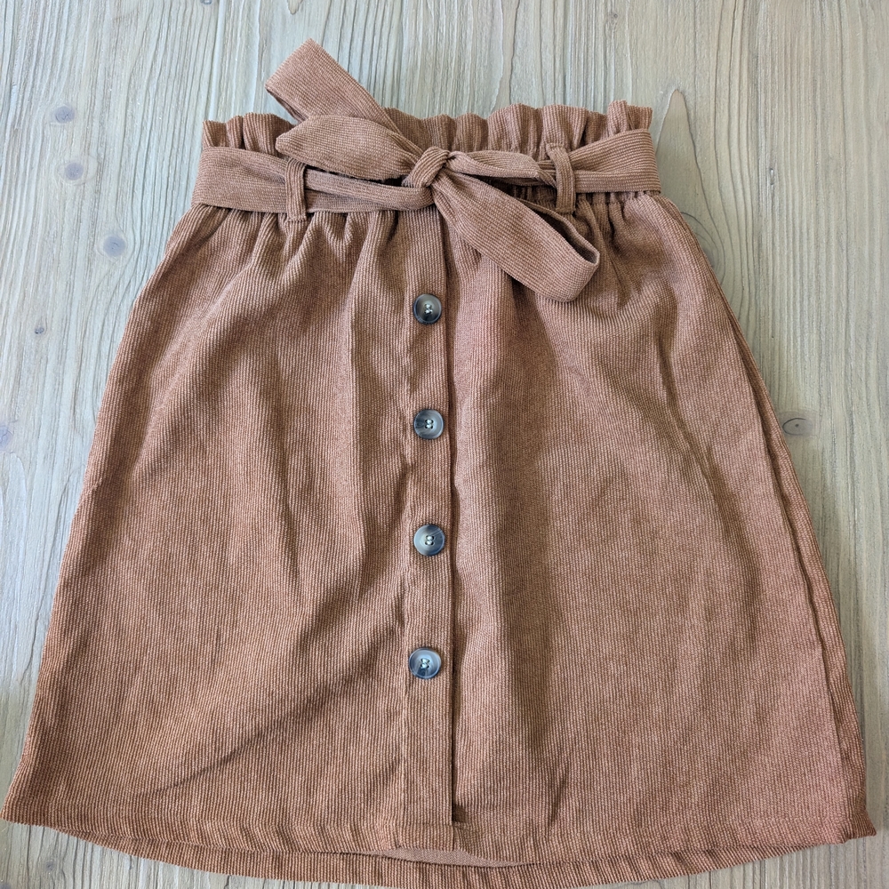 SHEIN Tan Button-Front A-Line Skirt